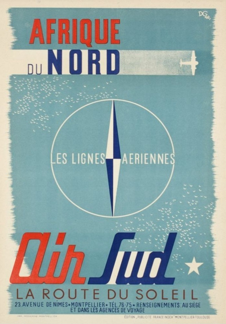 Aviation Postcard Air Sud Afrique Du Nord 1948 - Reproduction - Pubblicitari