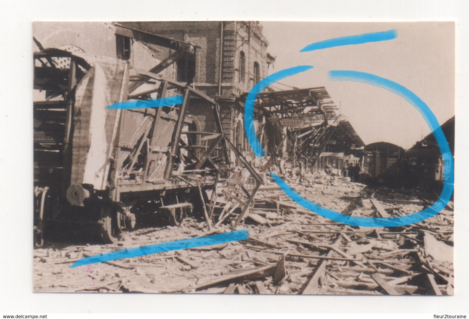 WW2 Wagons Explosés & Gare Dévastée Chaos Après Combats Bombardements à DOUAI Nord 1940 RARE !!! - 1939-45