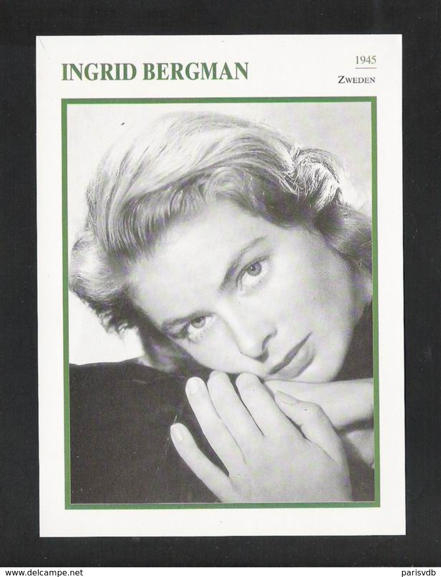 INGRID BERGMAN -  FILMACTRICE - FOTOKAART (18 Cm X 13 Cm) + INFO (5492) - Acteurs