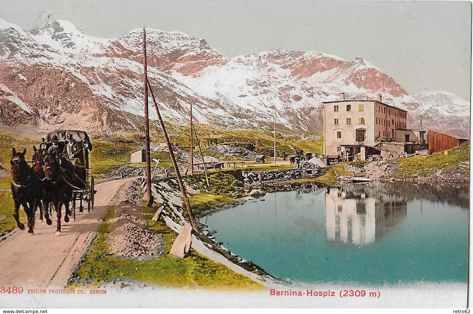 BERNINA-HOSPIZ → Postkutsche Bereit Zur Talfahrt, Ca.1920 - Autres & Non Classés