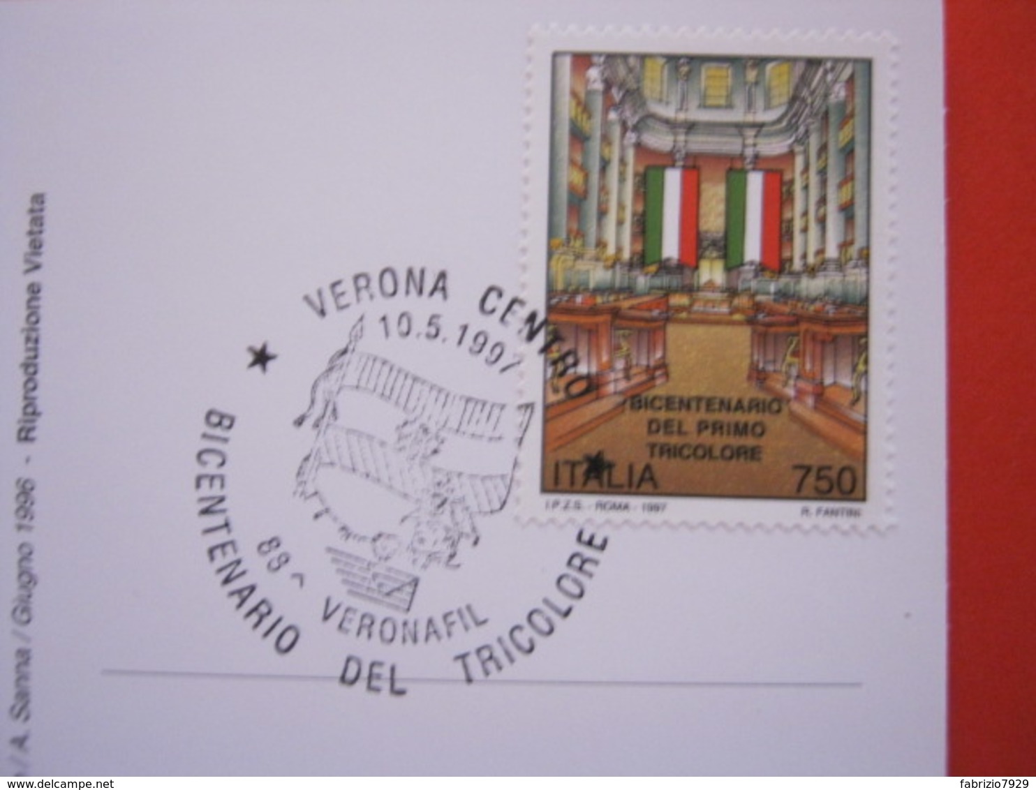 A.02 ITALIA ANNULLO - 1997 VERONA BICENTENARIO DEL TRICOLORE BANDIERA VERONAFIL - Buste