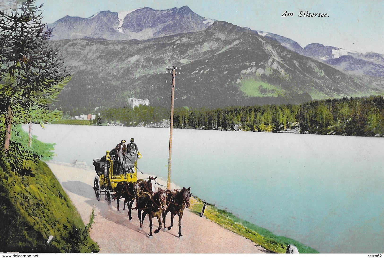 AM SILSERSEE → Maloja-Post Unterwegs An Der Uferstrasse, Ca.1920 - Autres & Non Classés