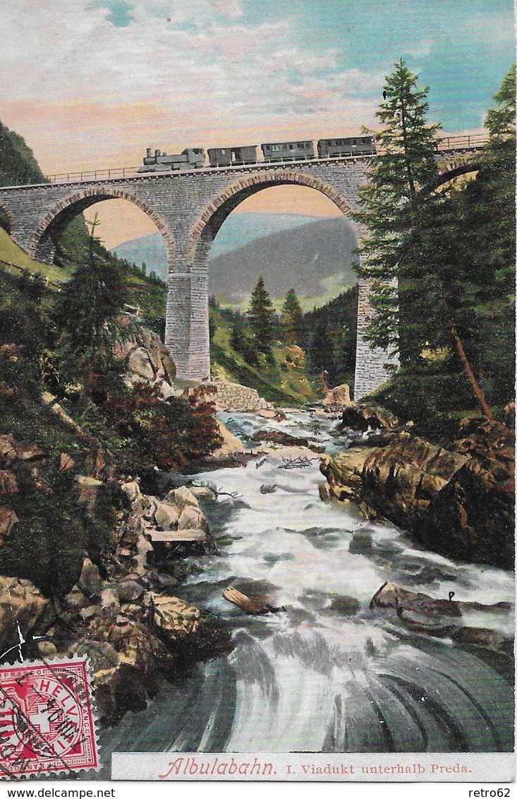 ALBULA - BAHN → Dampfzug Auf Dem 1.Viadukt Unterhalb Preda Anno 1904 - Autres & Non Classés