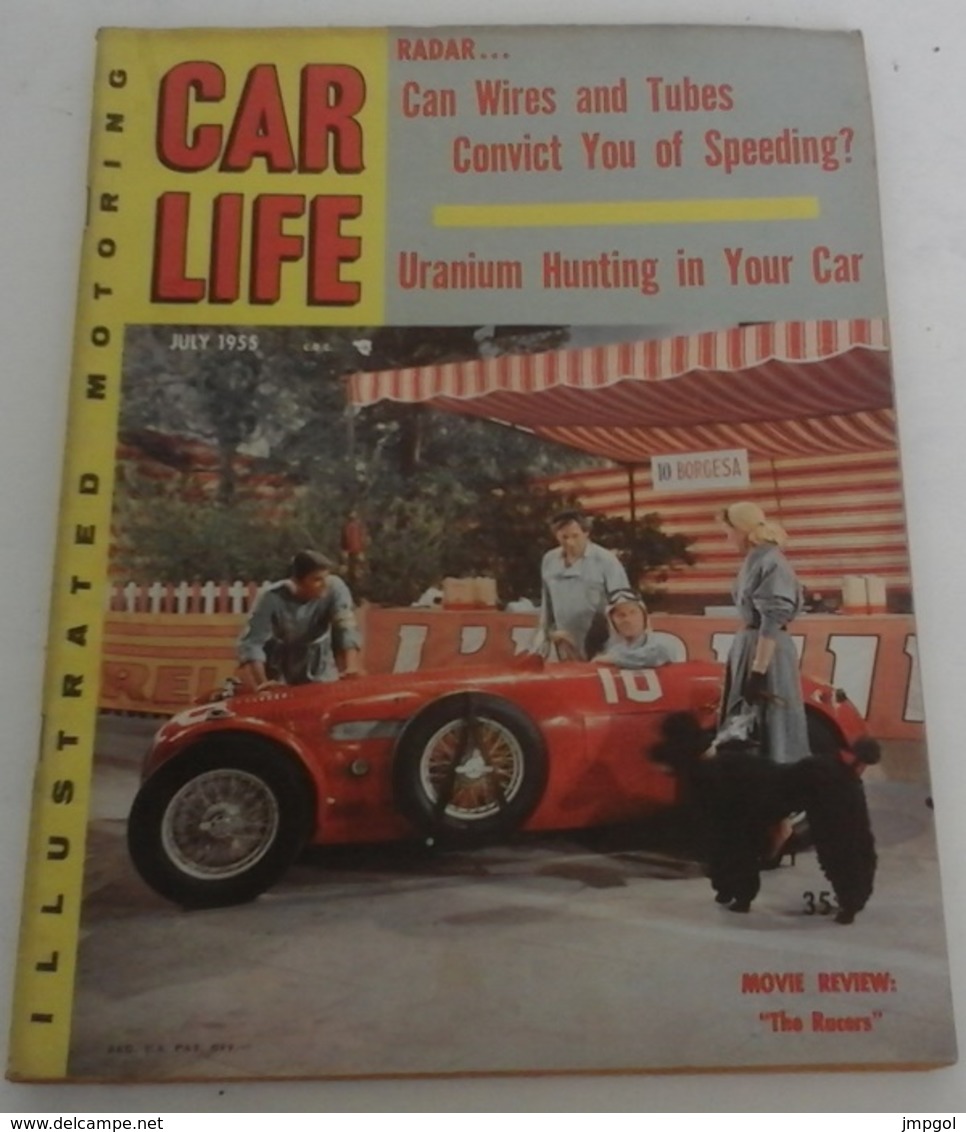 Rare Revue Vintage Automobile Américaine Car Life Juillet 1955 Film The Racers Kirk Douglas,Ken Miles MG Le Mans - Altri & Non Classificati