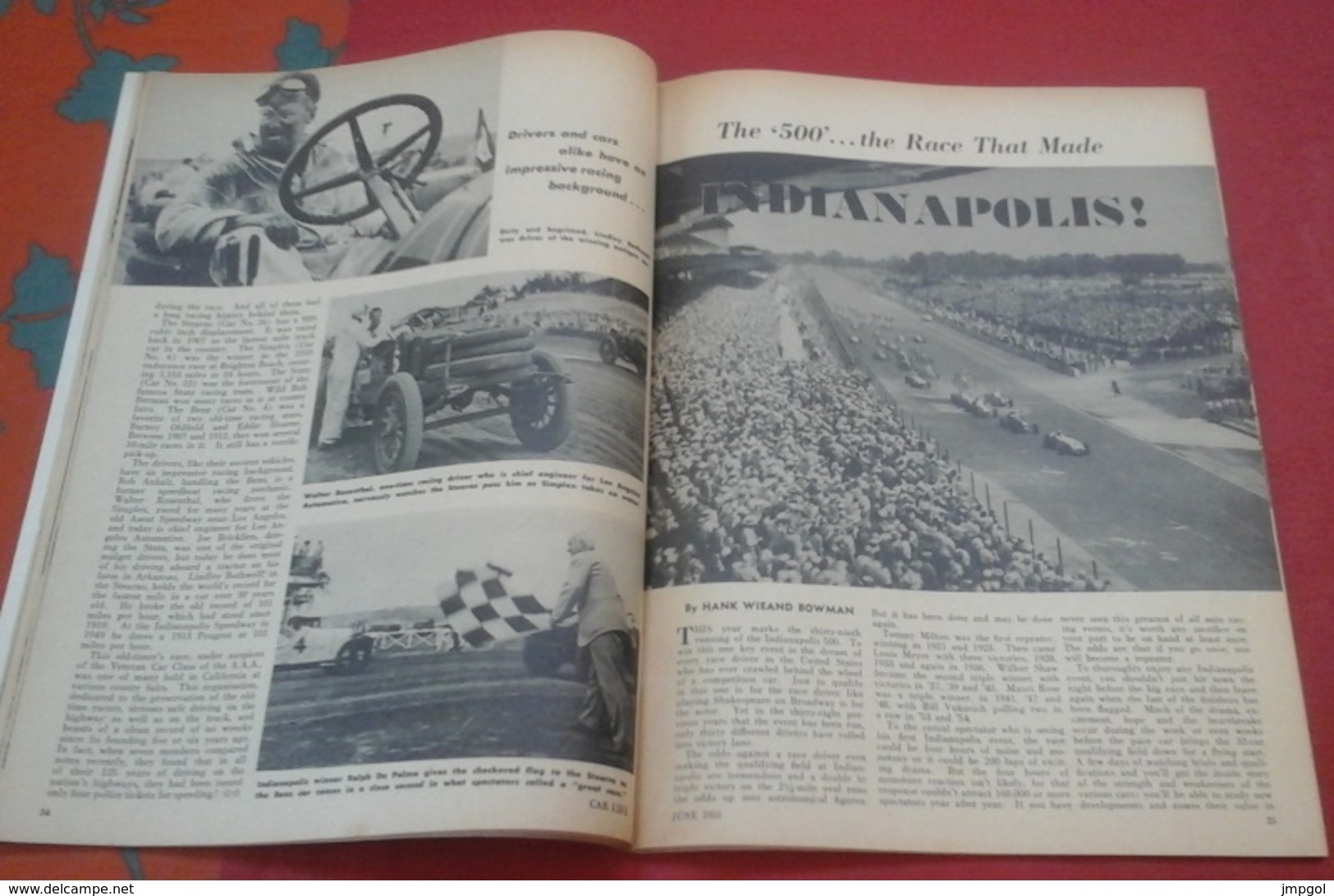 Rare Revue Vintage Automobile Américaine Car Life Juin 1955 12 Heures Sebring Phil Hill Ferrari Maserati,Indianapolis - Autres & Non Classés