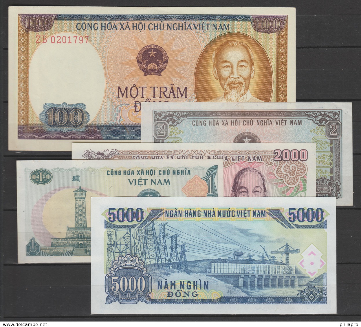 VIETNAM  1980 / 1991  - 5  BANKNOTE X3 (=15)    AU   Réf 80/91 - Viêt-Nam