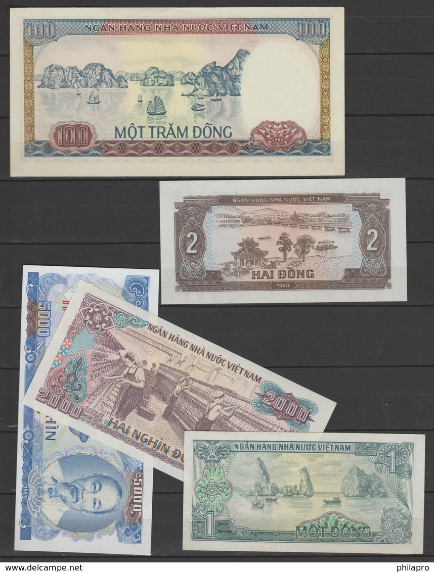 VIETNAM  1980 / 1991  - 5  BANKNOTE X3 (=15)    AU   Réf 80/91 - Viêt-Nam