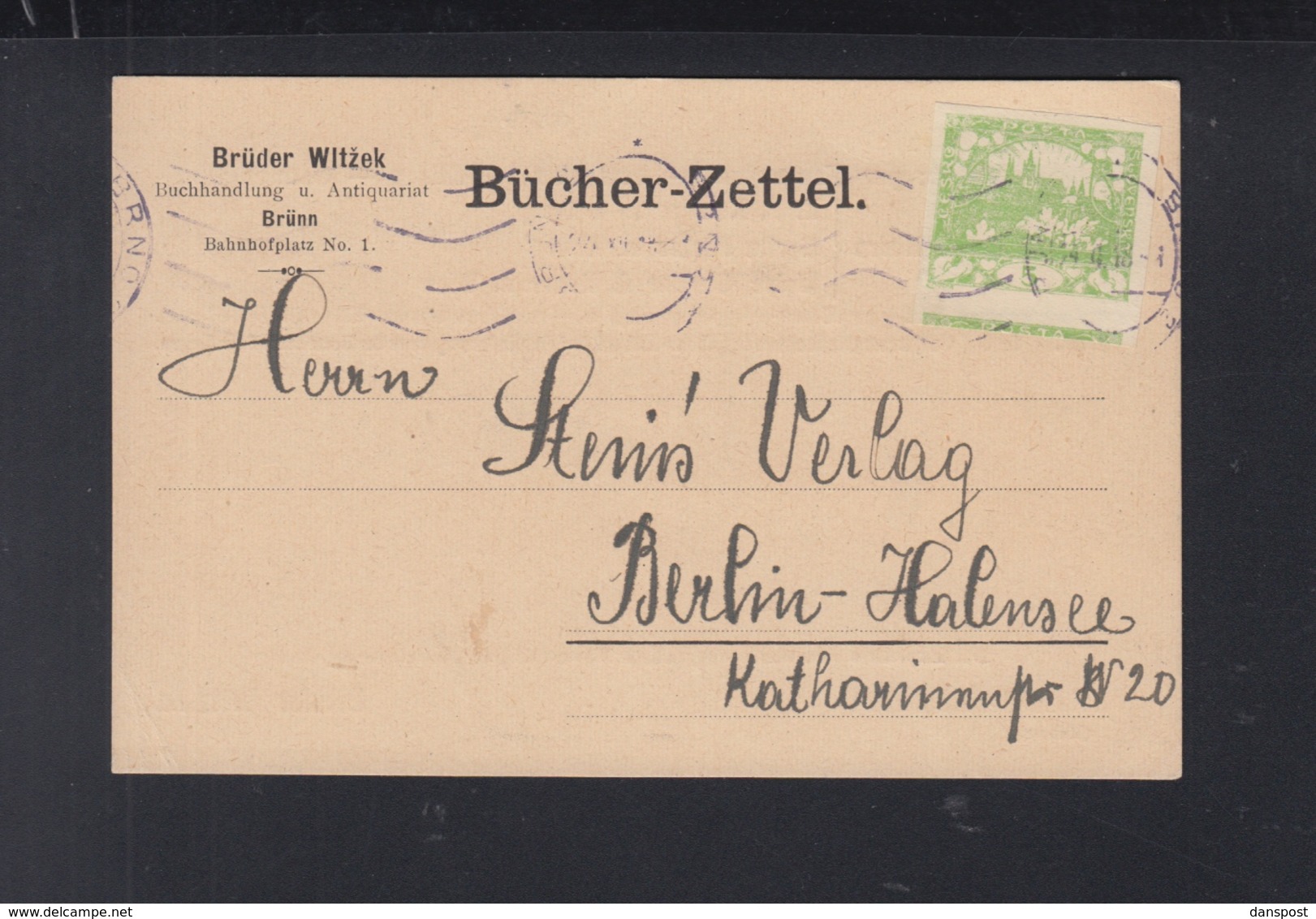 Tschechoslowakei PK 1918 Brünn Nach Berlin - Storia Postale