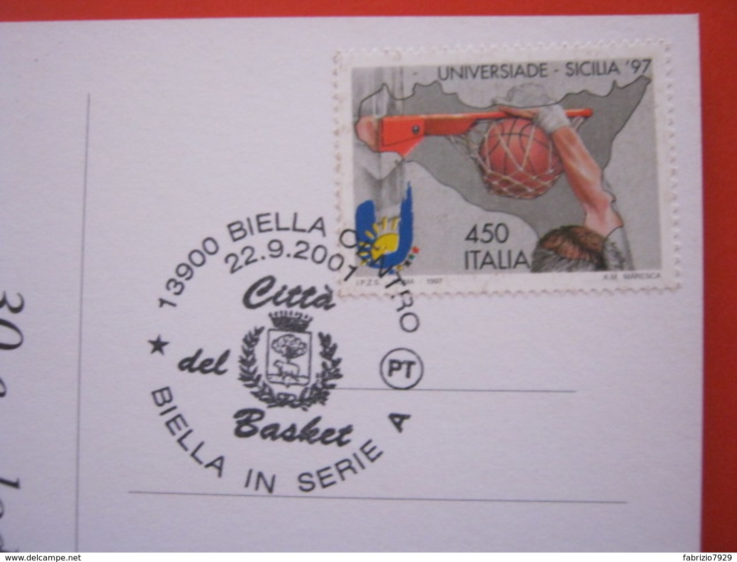 A.02 ITALIA ANNULLO - 2001 BIELLA BASKET IN SERIE A LOGO CITTA' ORSO BEAR ARALDICA - Pallacanestro