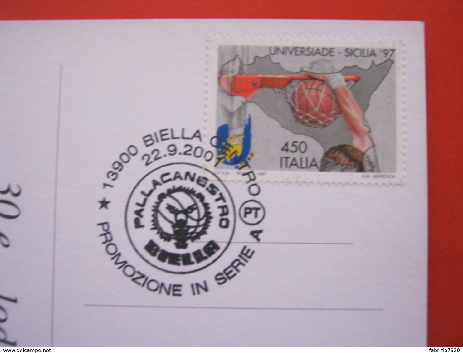 A.02 ITALIA ANNULLO - 2001 BIELLA BASKET PROMOZIONE IN SERIE A LOGO SOCIETA'  - AS TIPO 2 - Pallacanestro