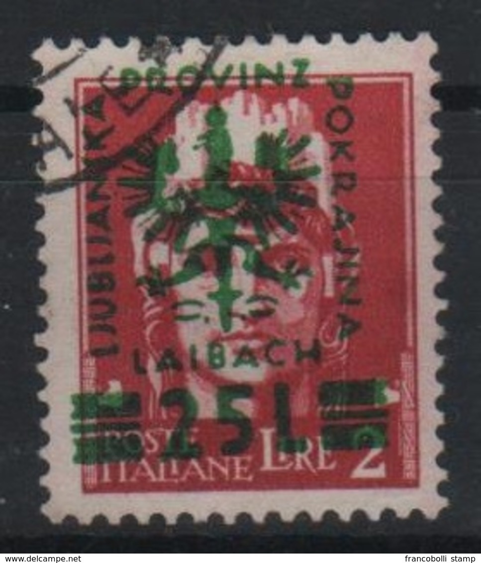 1944 Occupazione Tedesca Lubiana 25 L. Su 2 L. - Occup. Tedesca: Lubiana