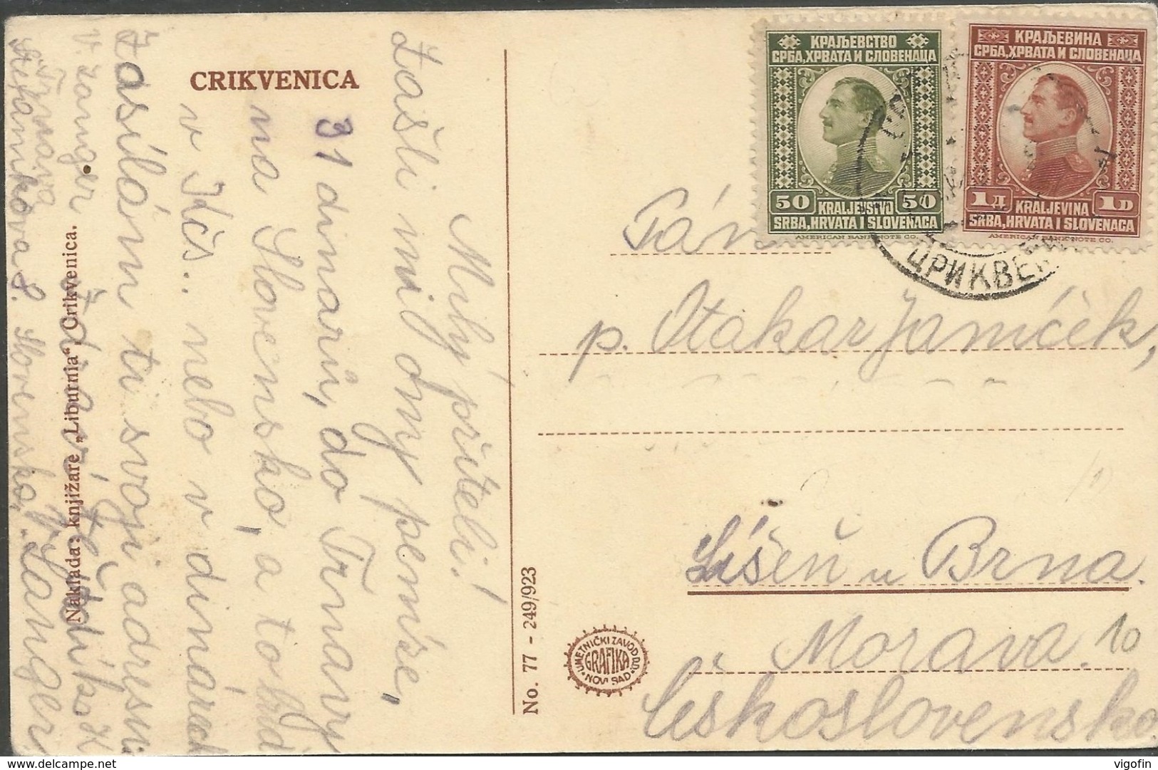 CRIKVENICA KVARNER HRVATSKA CROATIA Circulated  1923 - Croatie