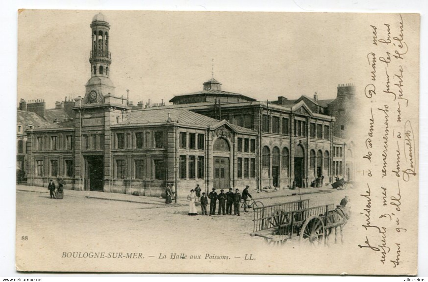 CPA 62 : BOULOGNE Sur Mer Halle Aux Poissons   VOIR Timbre Mouchon 10 C Rose - Boulogne Sur Mer