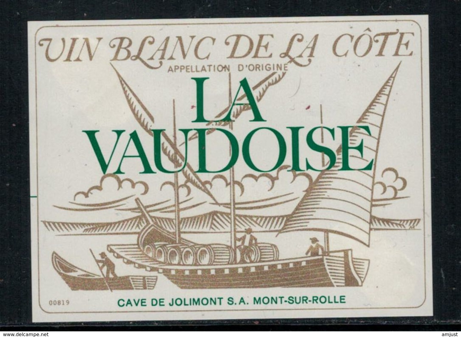 Rare // Etiquette De Vin // Bateau à Voile // Blanc De La Côte, "la Vaudoise" 50cl. - Bateaux à Voile & Voiliers