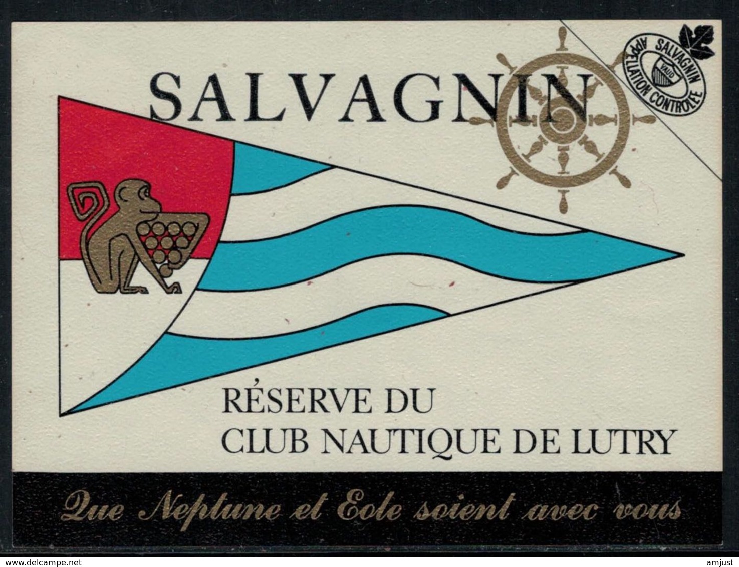 Rare // Etiquette De Vin // Bateau à Voile // Salvagnin, Réserve Du Club Nautique De Lutry - Zeilboten & Zeilschepen