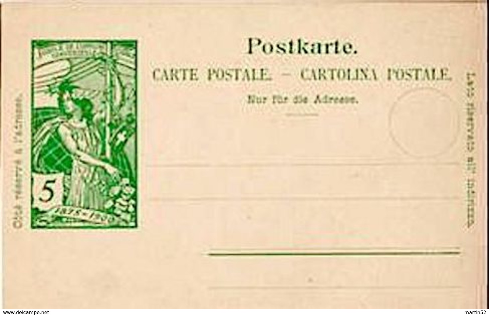 Schweiz Suisse 1900: PK "25 Jahre UPU" CP "Jubilé UPU" 5c Grün Vert  Ungebraucht / Non Circulé - Stamps On Stamps