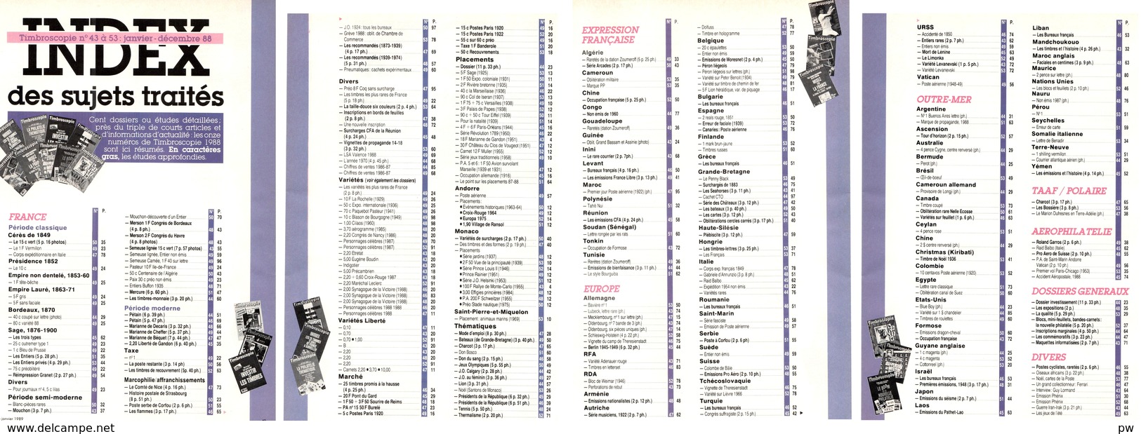 REVUE TIMBROSCOPIE Année 1988 Complète (n°43 à 53). - Français (àpd. 1941)