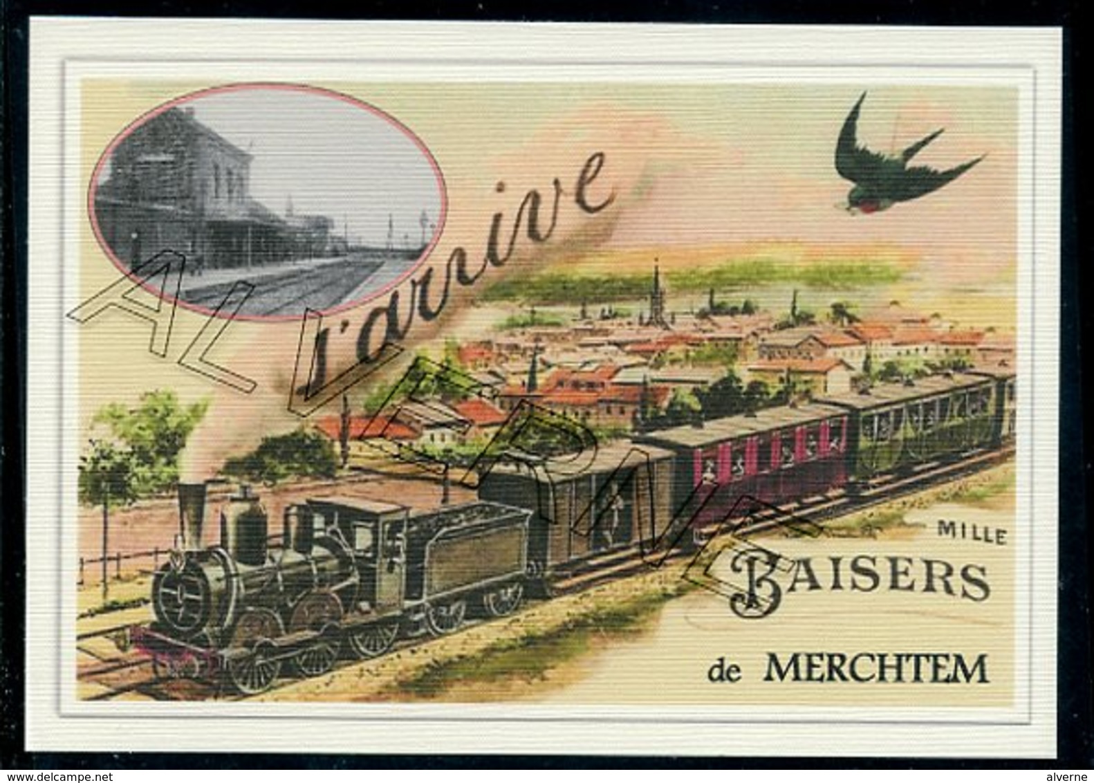 MERCHTEM   .....  2 Cartes Souvenirs Gare ... Train  Creations Modernes Série Limitée - Merchtem