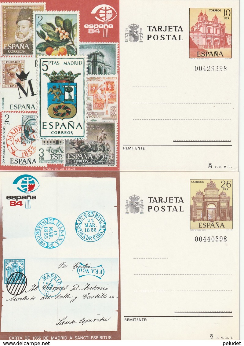 1984 España. Entero Post. Exp. Mundial España'84 (Edif.135/36)**  2v - 1931-....