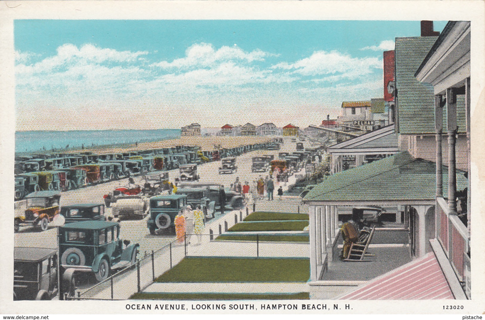 Hampton Beach New Hampshire NH USA - Ocean Avenue - Old Cars - Animated - VG Condition - 2 Scans - Other & Unclassified