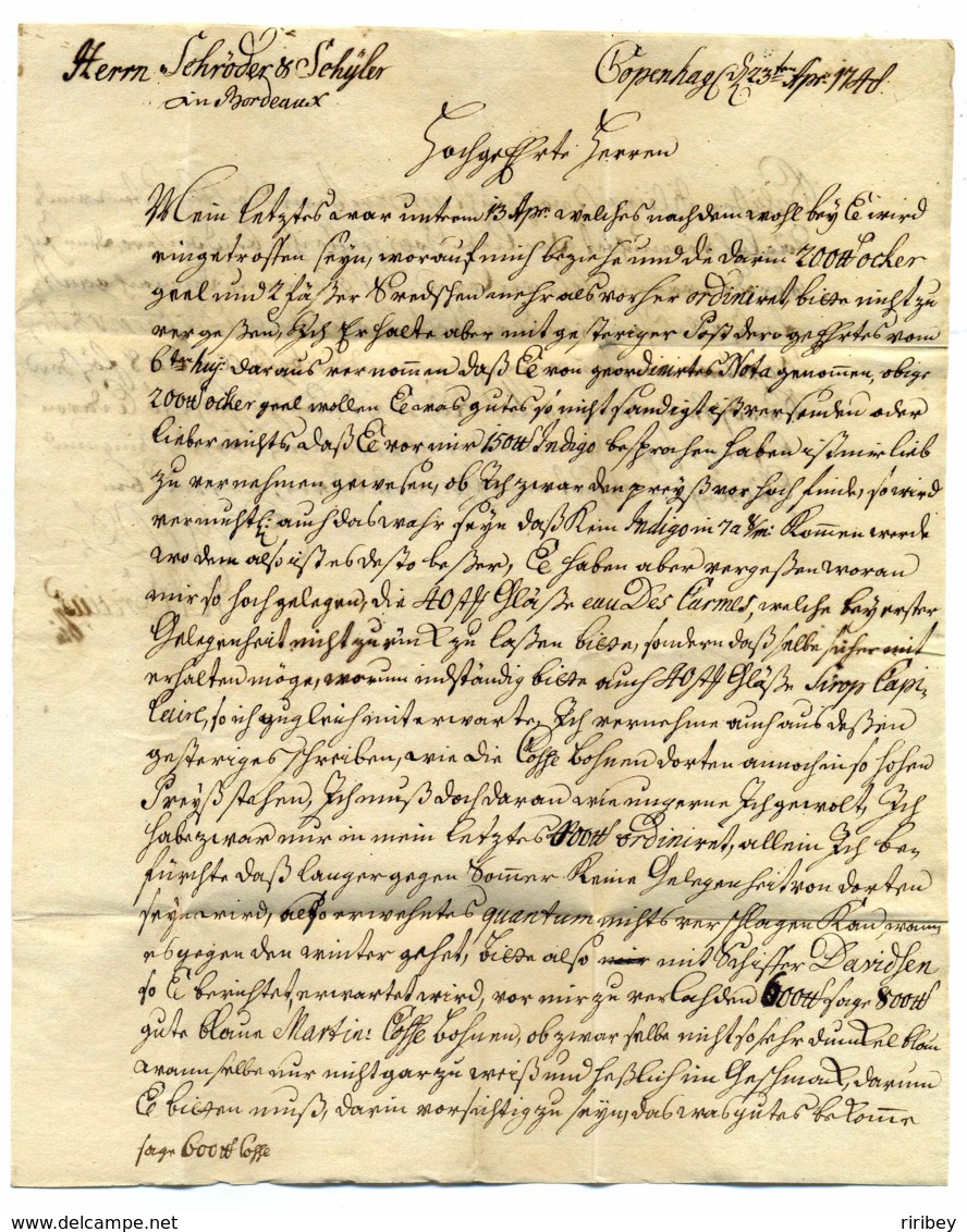 Lettre De COPENHAGUE Avec Marque De Transit D'ALLEMAGNE + Franco Hamburg Manuscrit / 1748 - 1701-1800: Précurseurs XVIII