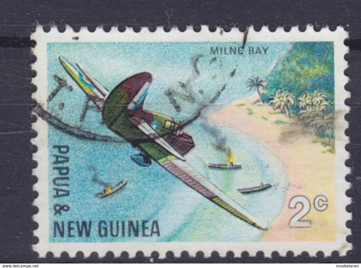 Papua New Guinea 1967 Mi. 119  2c. Milne Bay Start Of WWII Japanische Landeinheiten Unter Flugzeugbeschuss - Papua-Neuguinea