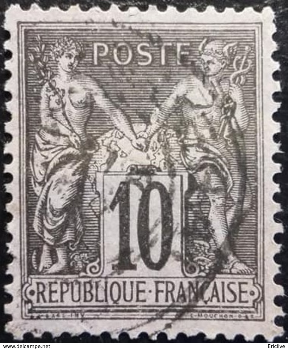 France N°89 Sage 10c. Noir Sur Lilas. Oblitéré - 1876-1898 Sage (Type II)