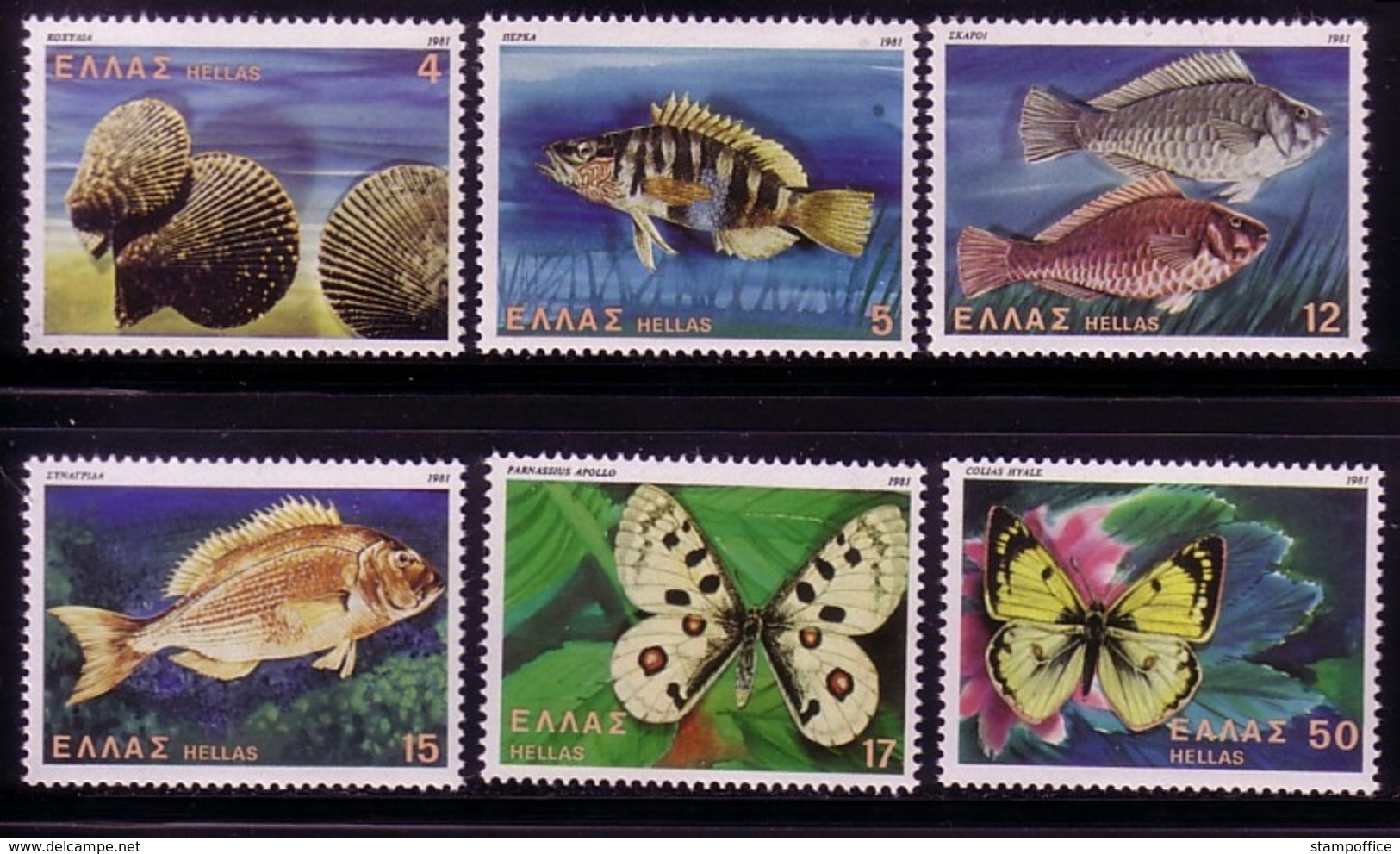 GRIECHENLAND MI-NR. 1456-1461 ** EUROPÄISCHE SCHUTZKAMPAGNE FISCHE SCHMETTERLINGE - Butterflies