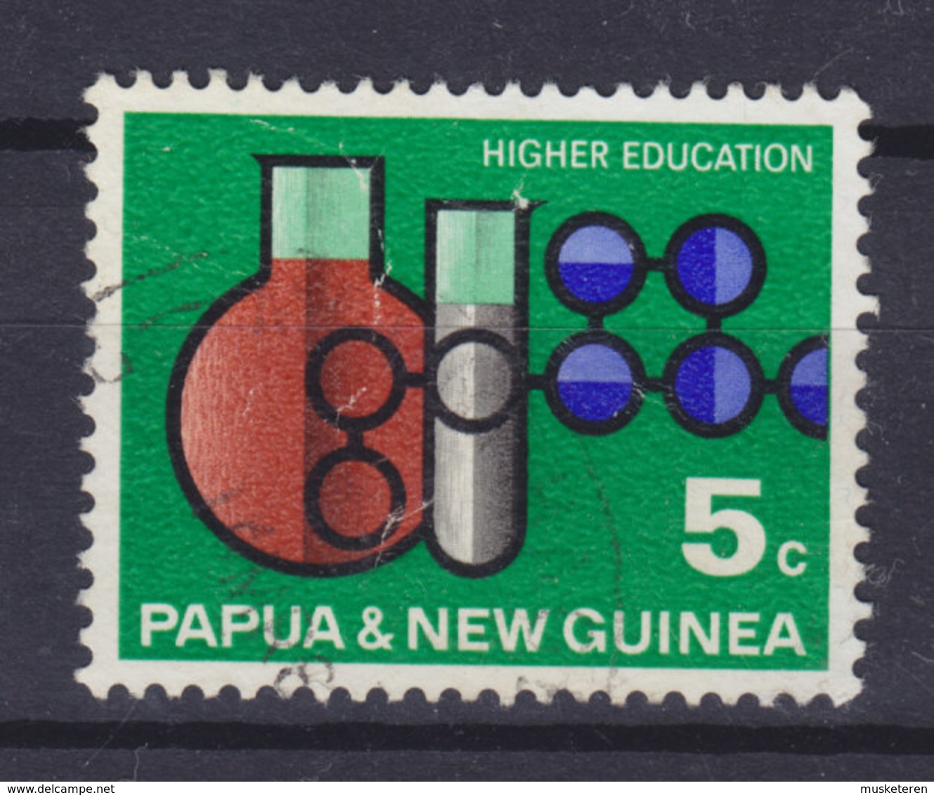 Papua New Guinea 1967 Mi. 109  5c. Hochschulwesen Messkolben Reagenzglass Moleküle - Papua-Neuguinea