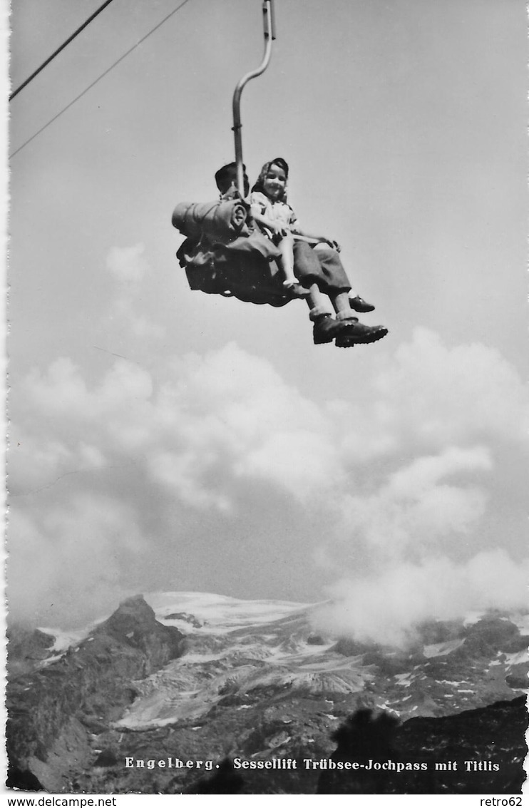 ENGELBERG → Sessellift Trübsee-Jochpass Mit Titlis, Ca-1955 - Engelberg