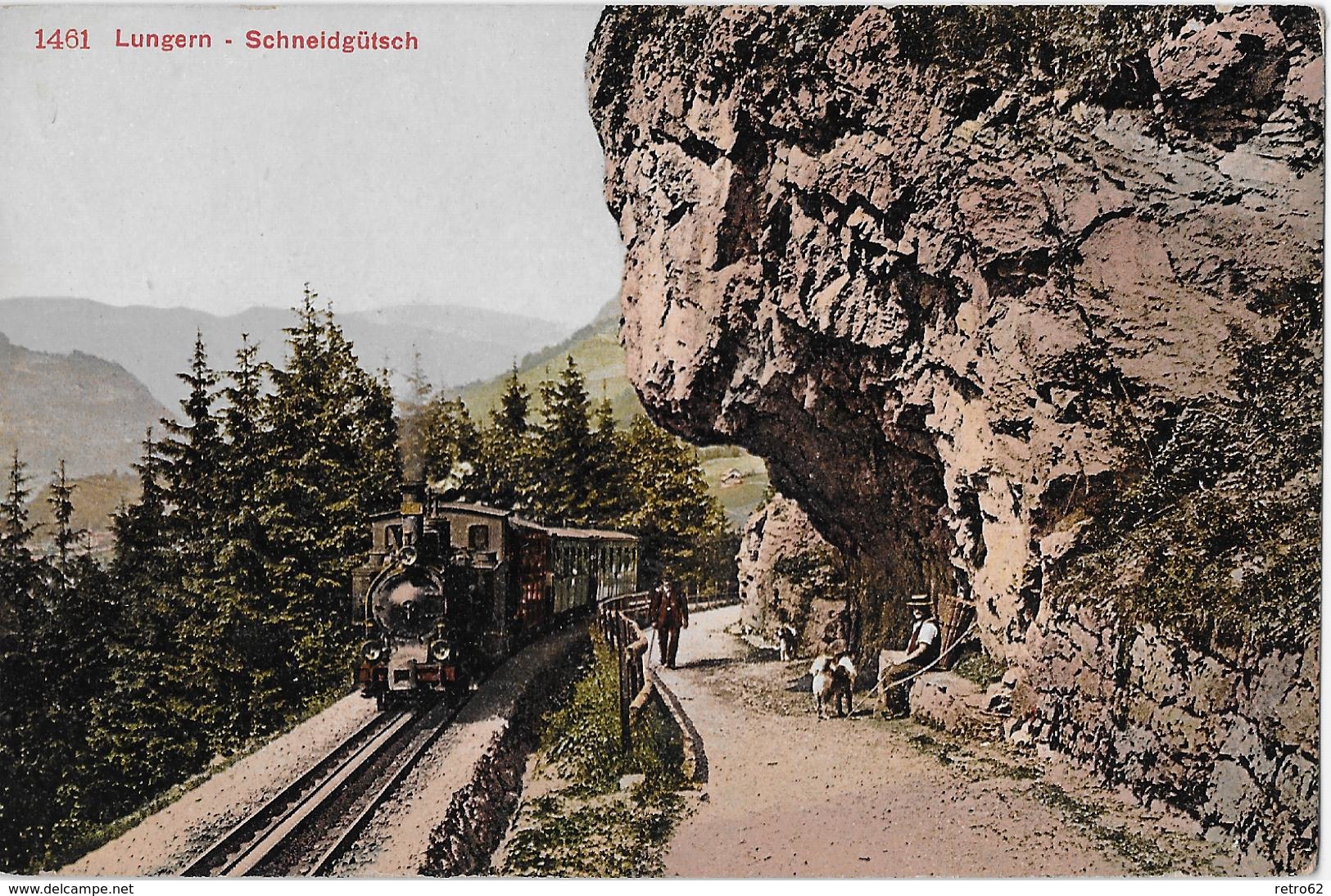 BRÜNIGBAHN → Dampfzug Bei Der Partie Schneidgütsch, Ca.1920 - Autres & Non Classés