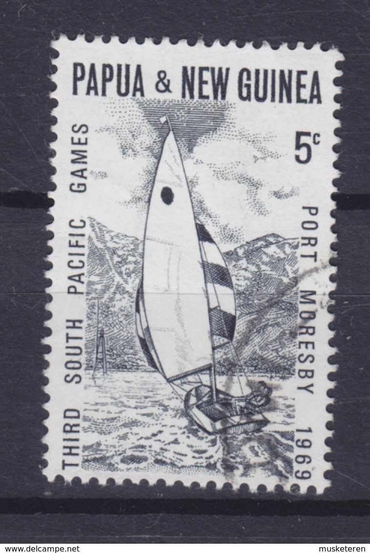 Papua New Guinea 1969 Mi. 158  5c. Südpazifische Sportspiele, Port Moresby Segeljacht Mit Gesetztem Spinnaker - Papua-Neuguinea