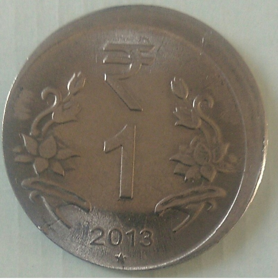 India Indein 1 Rupee Error Coin..2013 Hyderabad Mint - India