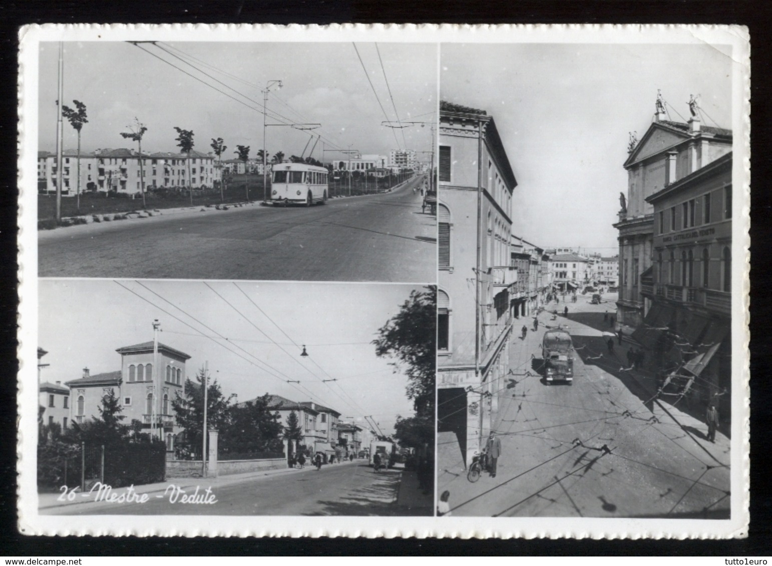 MESTRE - 1952 - 3 VEDUTE CON AUTOBUS E FILOBUS - Bus & Autocars