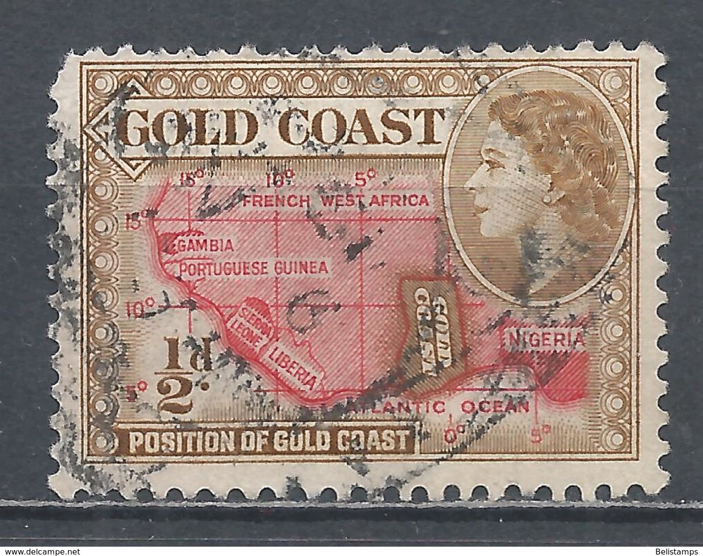 Gold Coast 1953. Scott #148 (U) Map Of West Africa - Côte D'Or (...-1957)