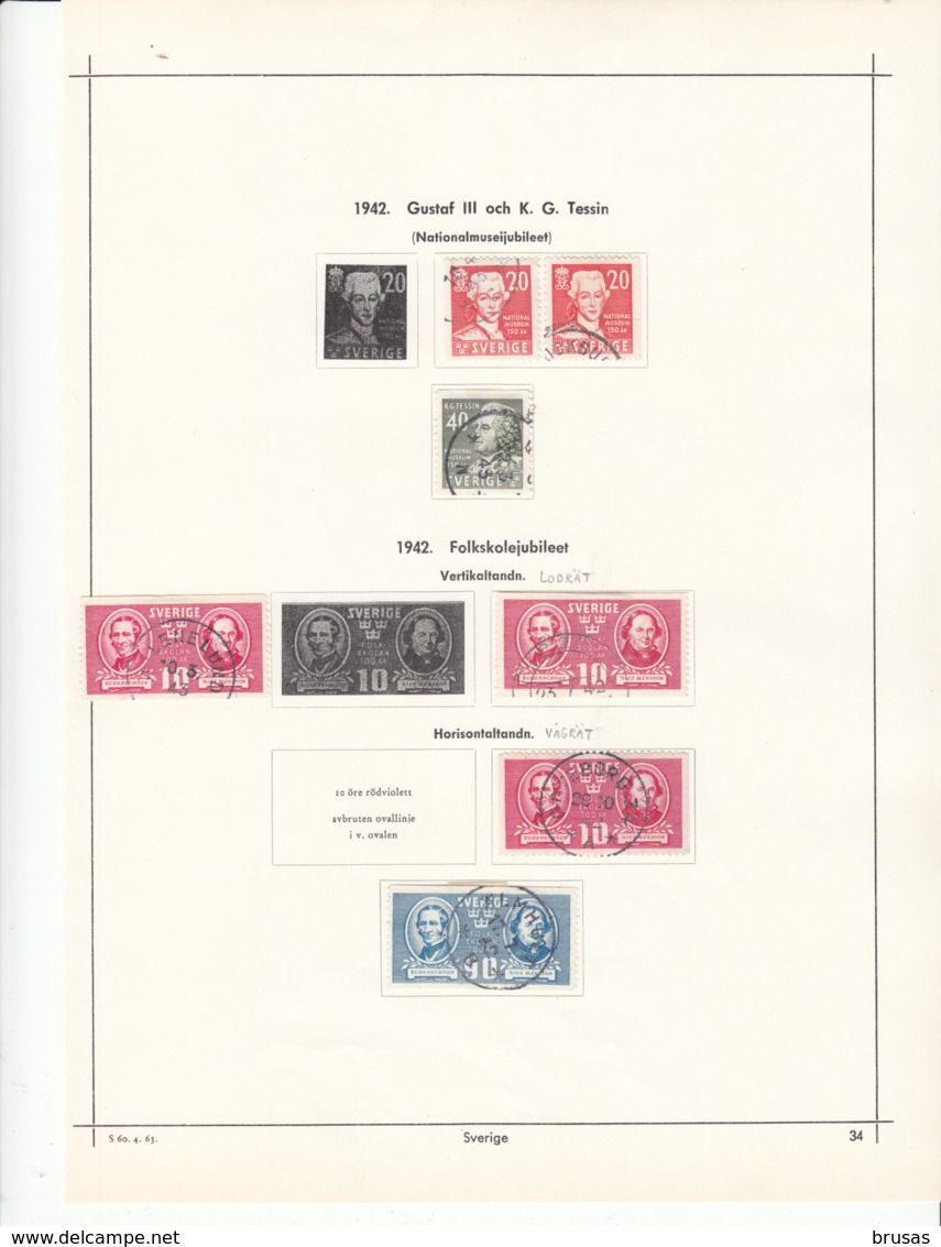 Sweden - Used Stamps 1911-1953  On 10 Pages - Collections