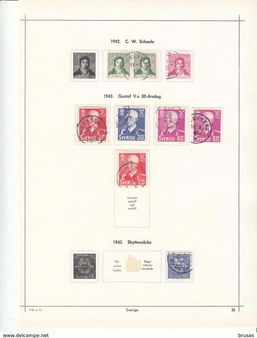 Sweden - Used Stamps 1911-1953  On 10 Pages - Collections