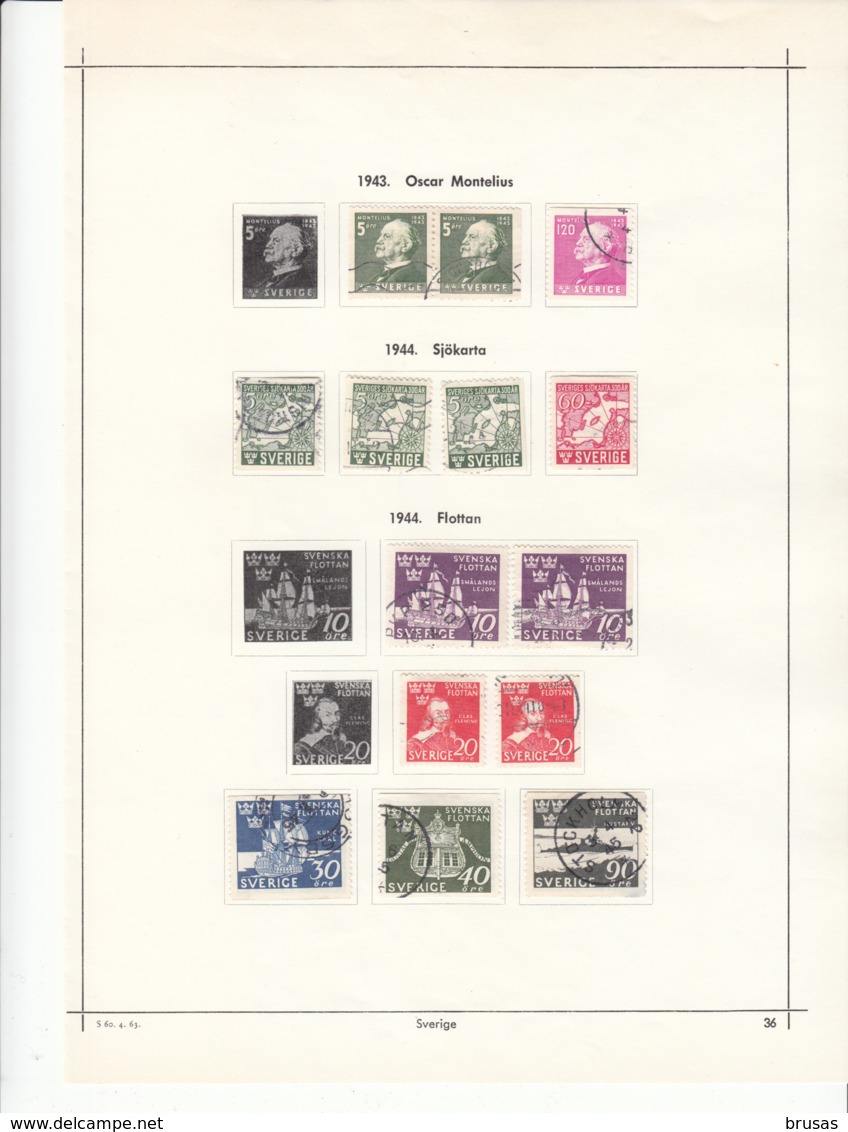 Sweden - Used Stamps 1911-1953  On 10 Pages - Collections