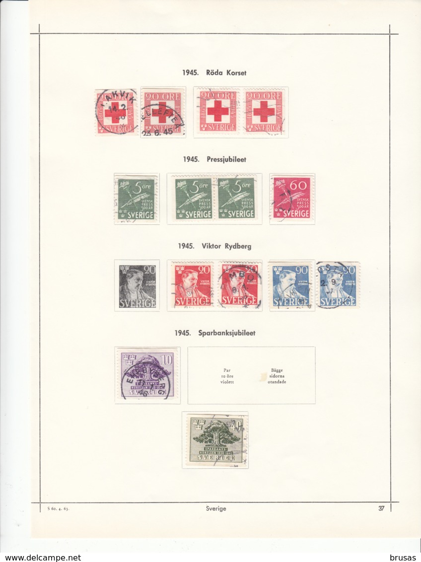 Sweden - Used Stamps 1911-1953  On 10 Pages - Collections