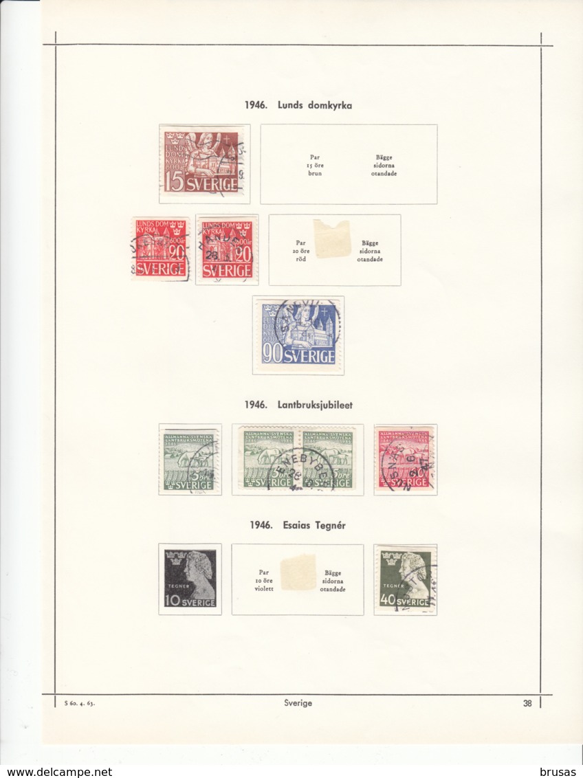 Sweden - Used Stamps 1911-1953  On 10 Pages - Collections