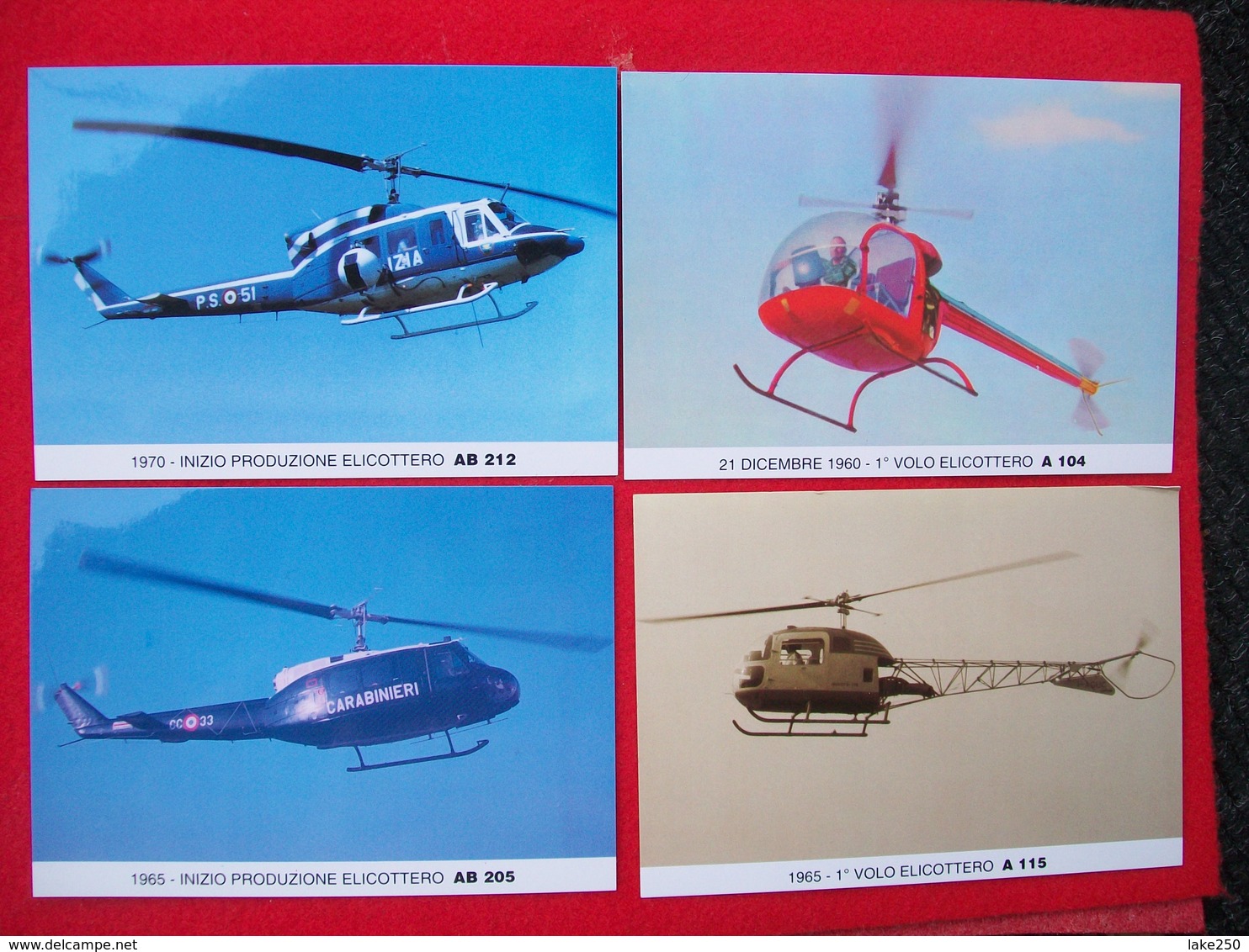 4 CARTOLINE ELICOTTERO AGUSTA A 115,A 104,AB 212,AB205 - Elicotteri
