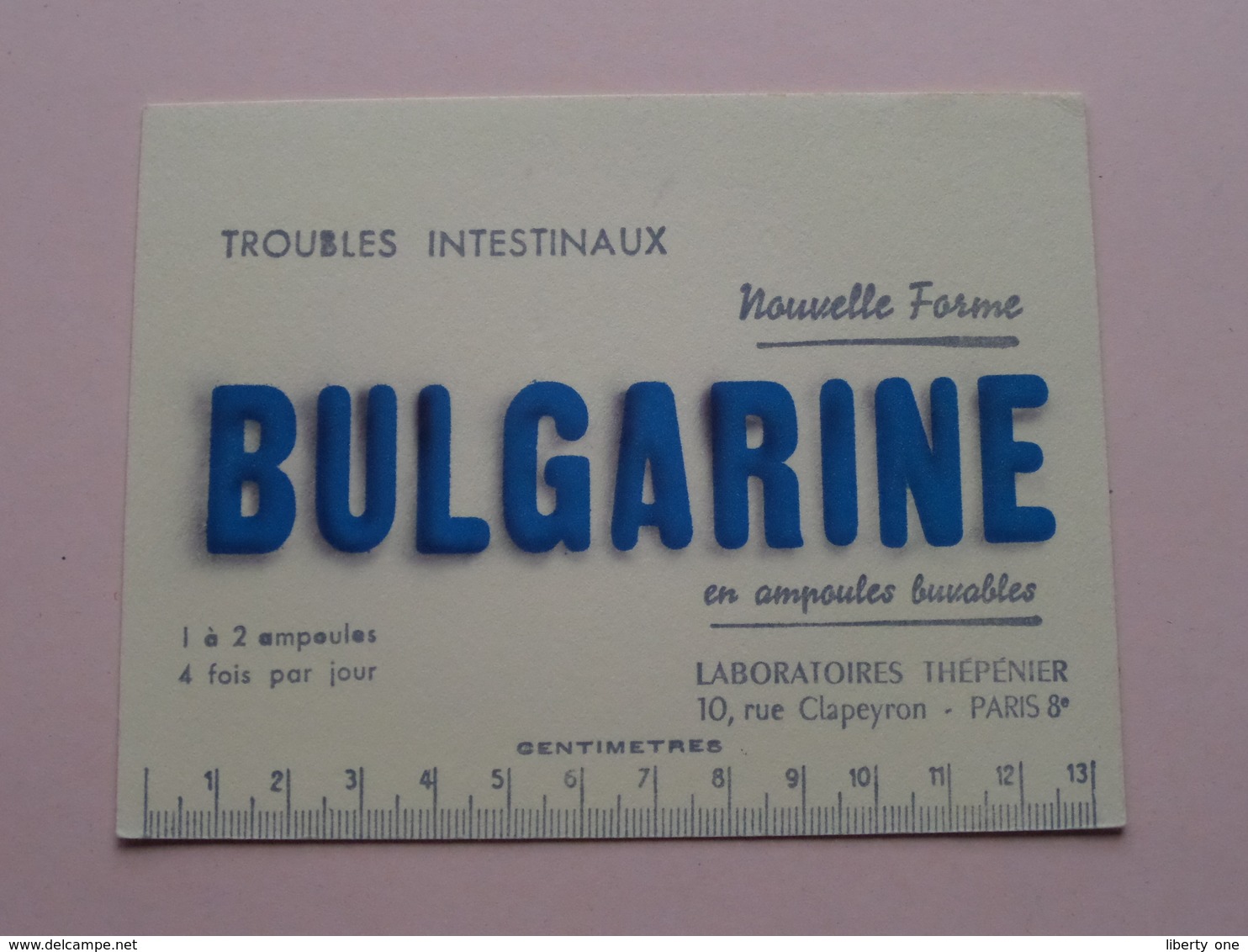 BULGARINE ( +/- 10,5 X 13,5 Cm. ) Lab. Thépénier Paris / Buvard ( Voir Photo ) ! - Produits Pharmaceutiques