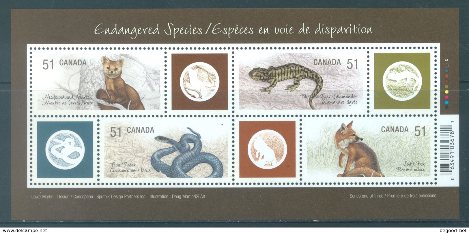 CANADA  - MNH/*** LUXE - 2006 - ENDANGERED SPECIES - Yv BLOC 88 - Lot 18507 - Blocs-feuillets