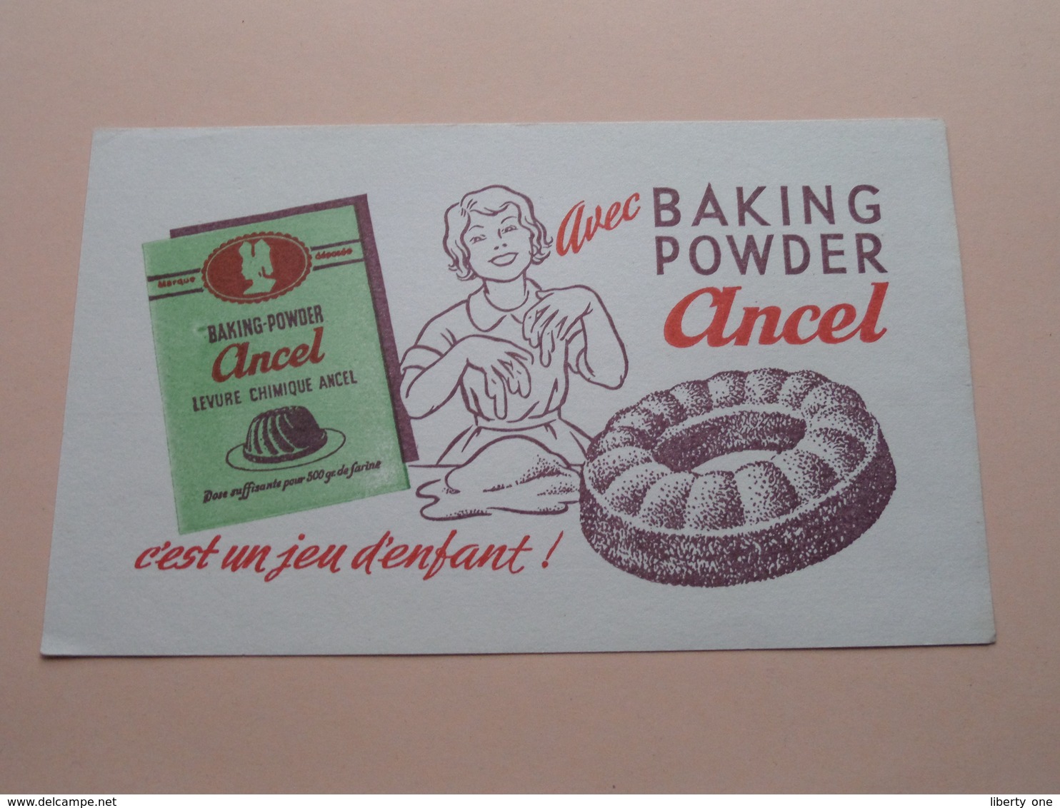 ANCEL Baking Powder ( +/- 12 X 20 Cm. ) Buvard ( Voir Photo ) ! - A