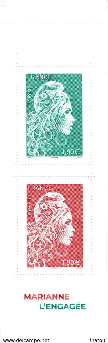 France, Marianne, "l'engagée", 2018, MNH VF  Booklet Of 14 Gummed Stamps - Unused Stamps