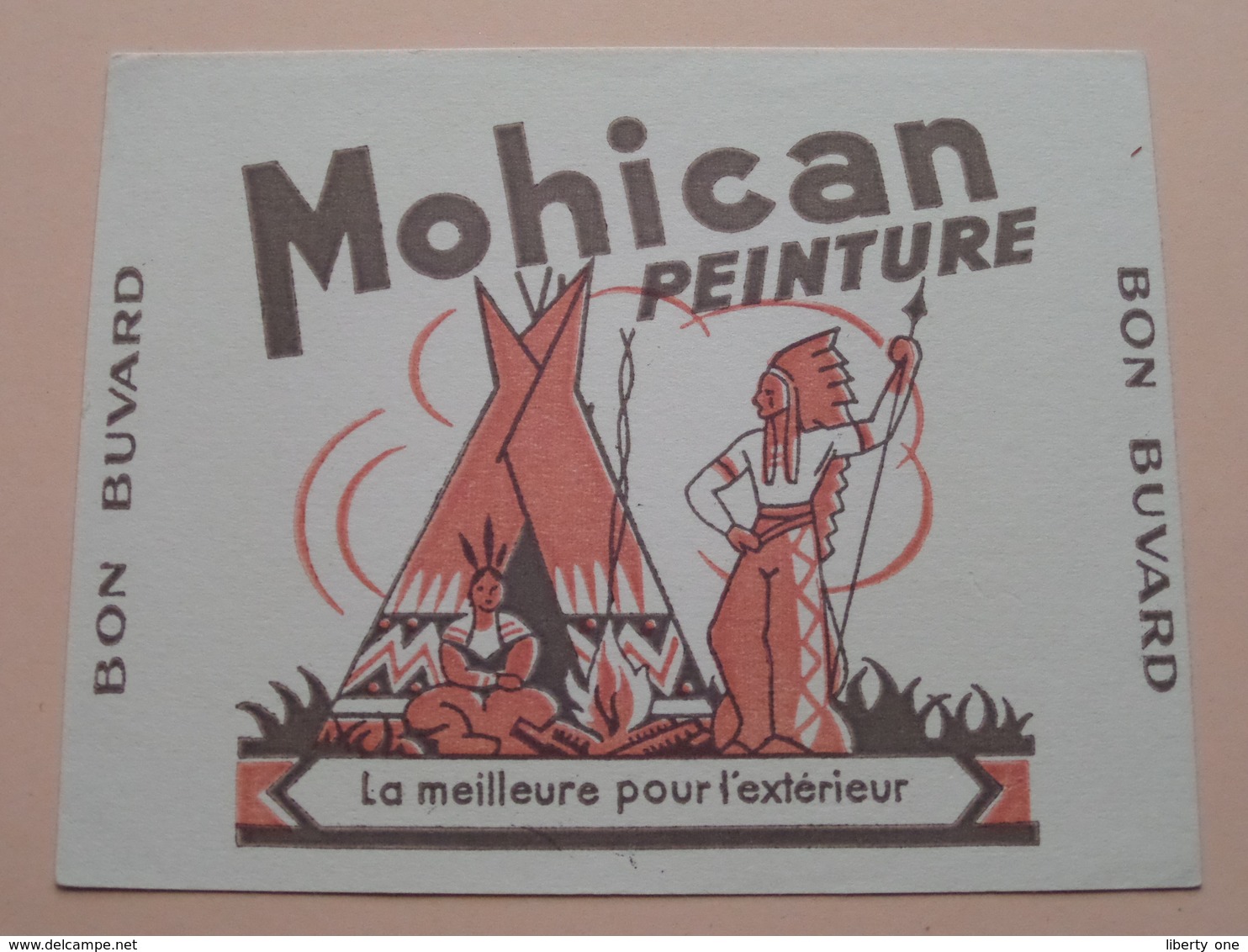 MOHICAN Peinture ( +/- 13,5 X 10,5 Cm. ) Buvard ( Voir Photo ) ! - Paints