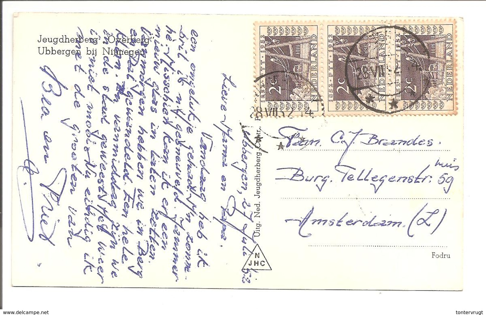 Honderd Jaar Postzegels.HC588 Verticale Strip Van 3! AK Ubbergen - Brieven En Documenten