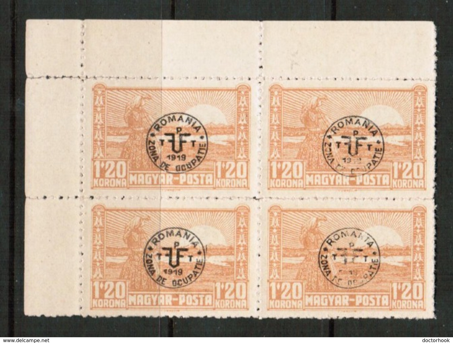 HUNGARY   Scott # 3N 33* VF MINT HINGED BLOCK Of 4 PRINTED On GUM SIDE "RARE"  LG-924 - Debreczen