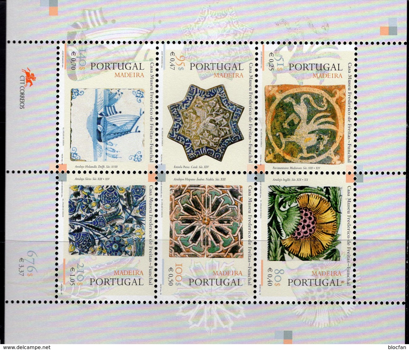 Museum Funchal 1999 Isle Madeira Block 19 ** 10€ Azulejos Kachel-Kunst Bloque Hb Bloc Art S/s Sheet M/s Bf Portugal - Funchal