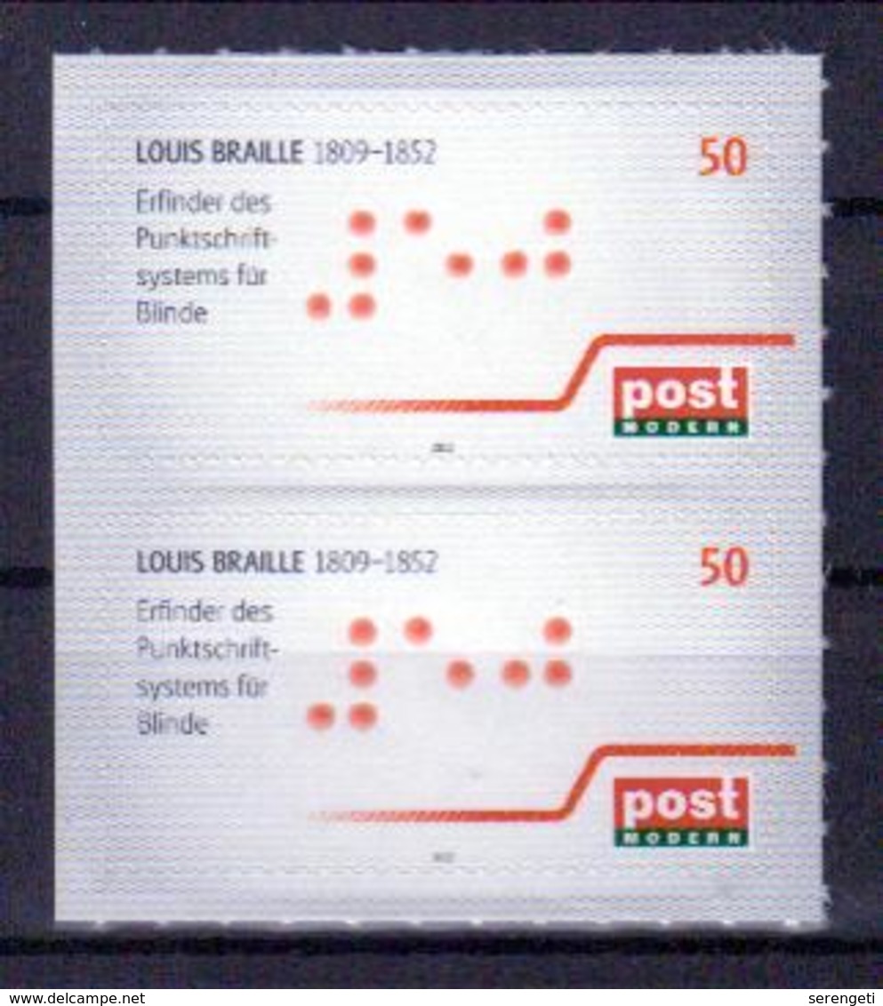 Deutschland PostModern 'Louis Braille, Blindenschrift' / Germany 'Louis Braille, Tactile Alphabet' **/MNH 2012 - Behinderungen